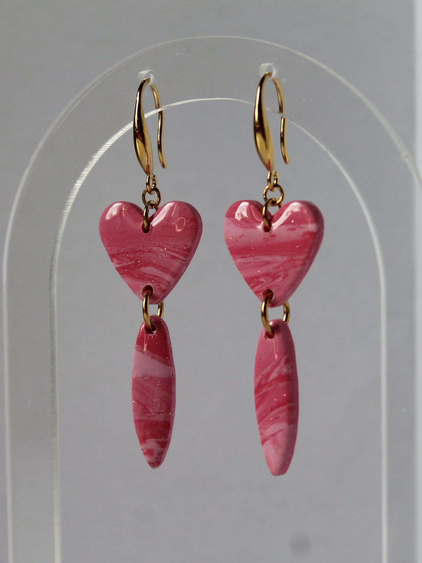 Boucles d'oreilles cœur rose