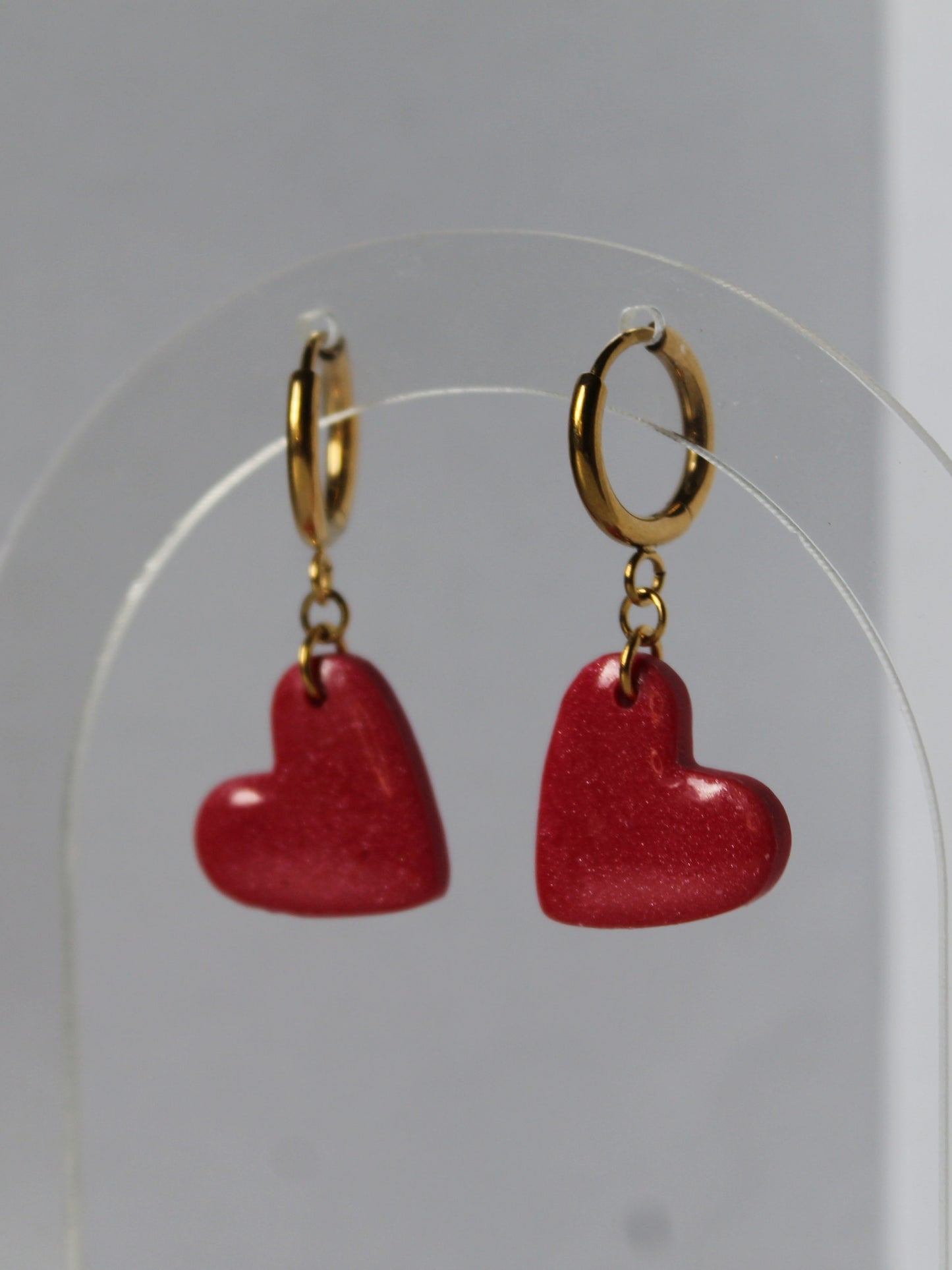 Boucles d'oreilles cœur rouge plusdelles