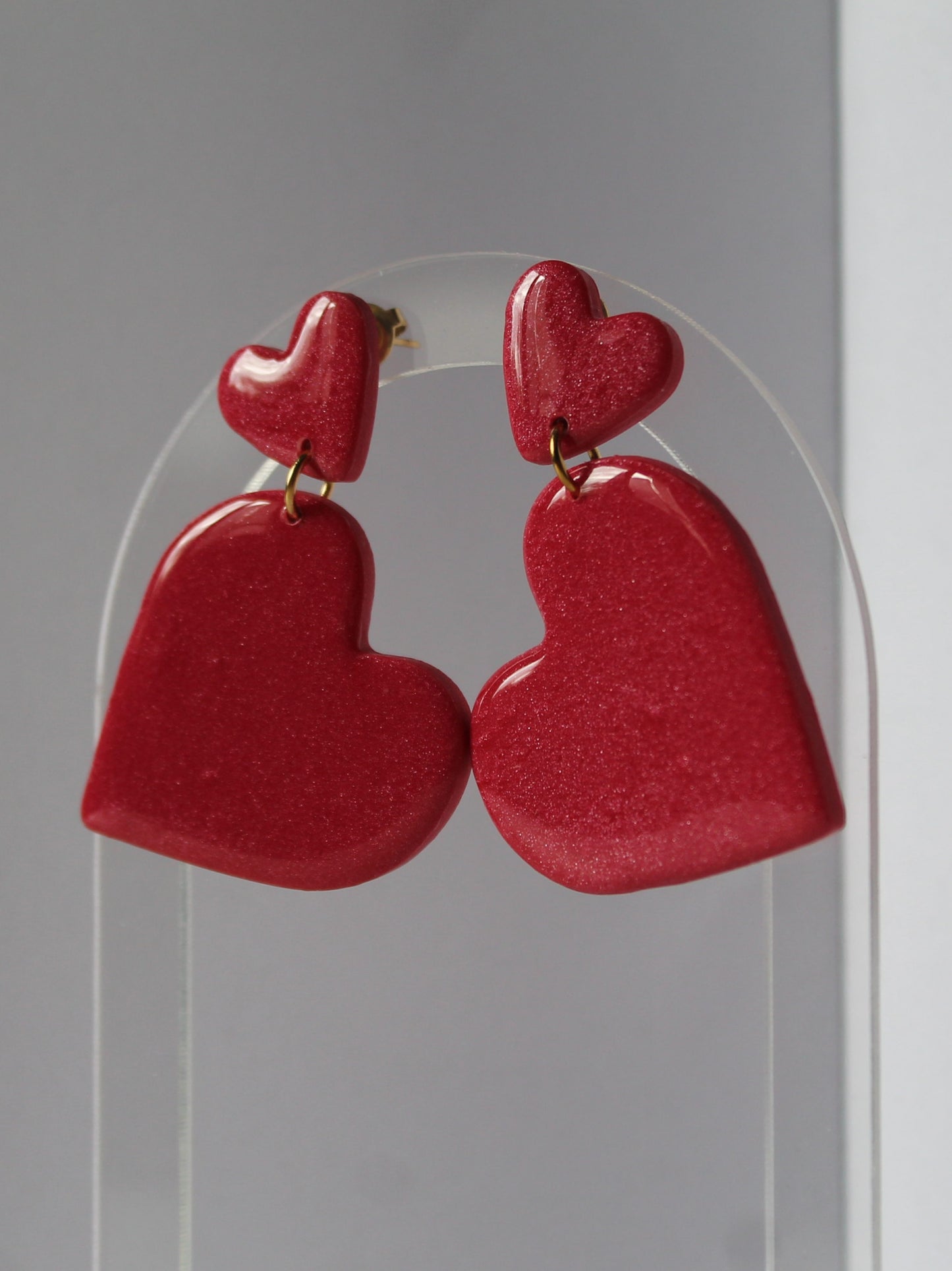 Boucles d'oreilles cœur rouge plusdelles