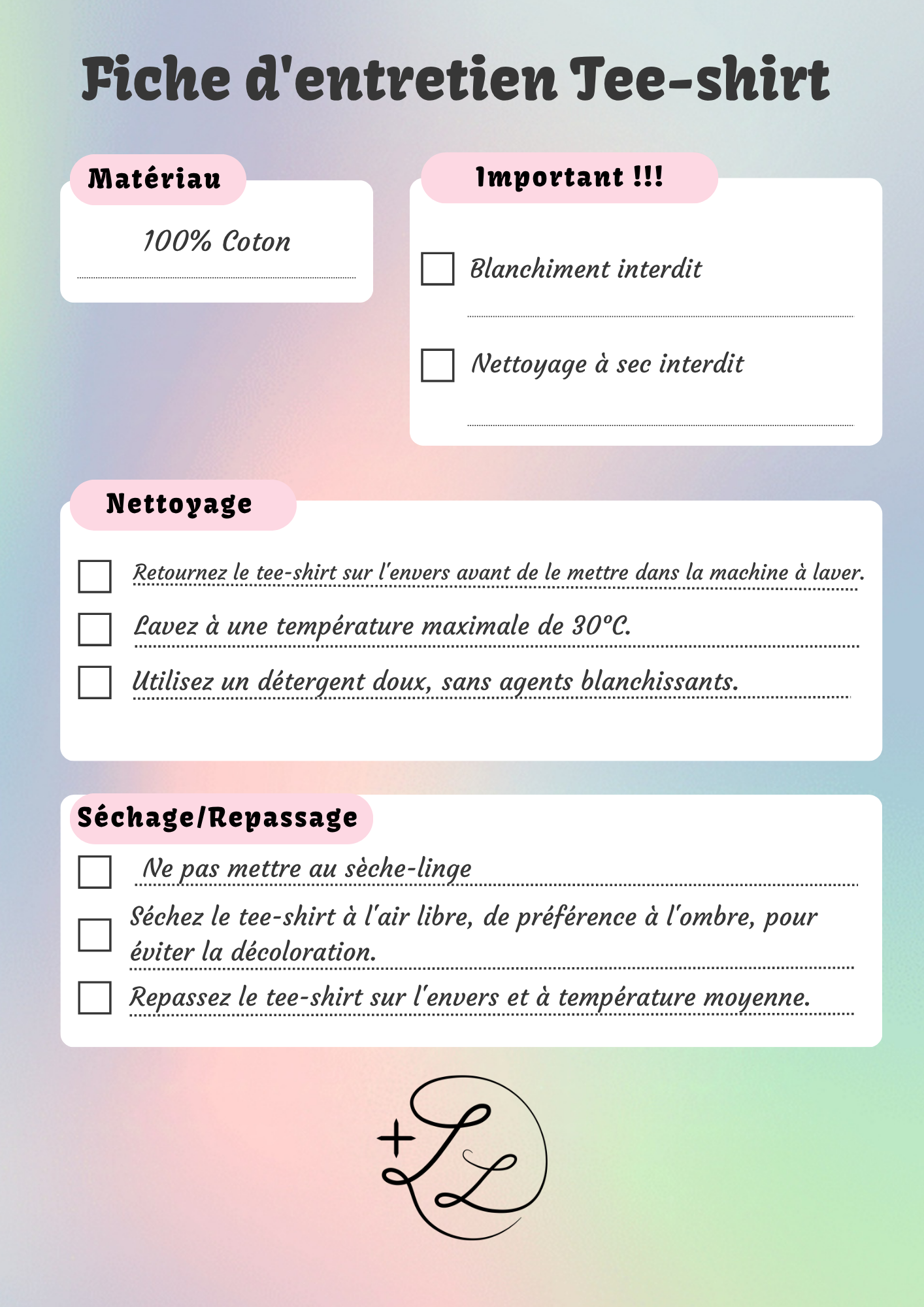 Fiche d'entretien Tee-shirt Hedy Lamarr plusdelles