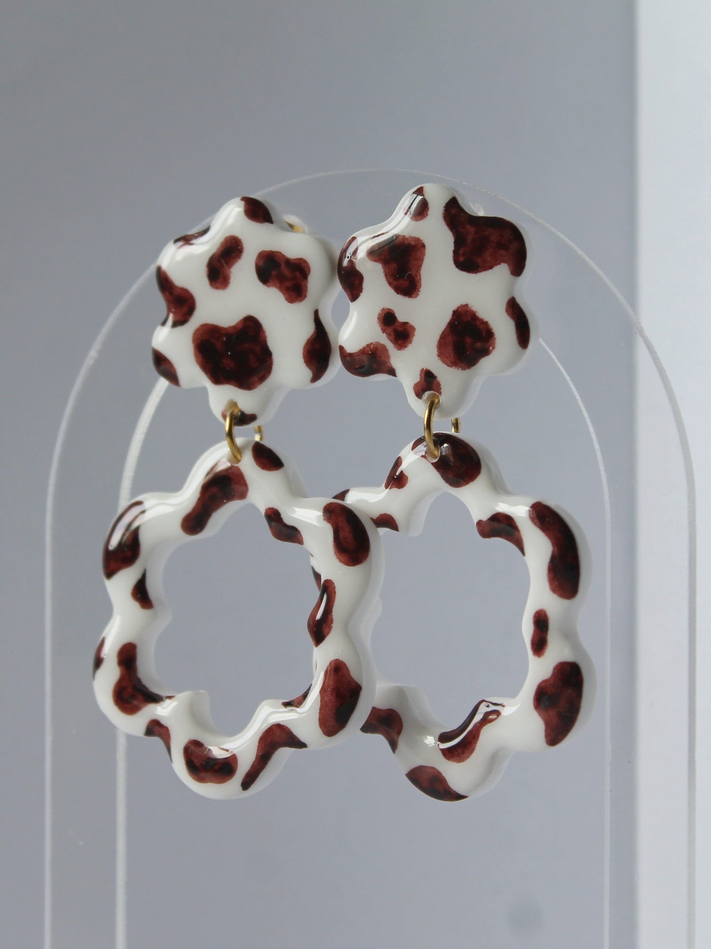 Boucles d'oreilles fleur à motif vache