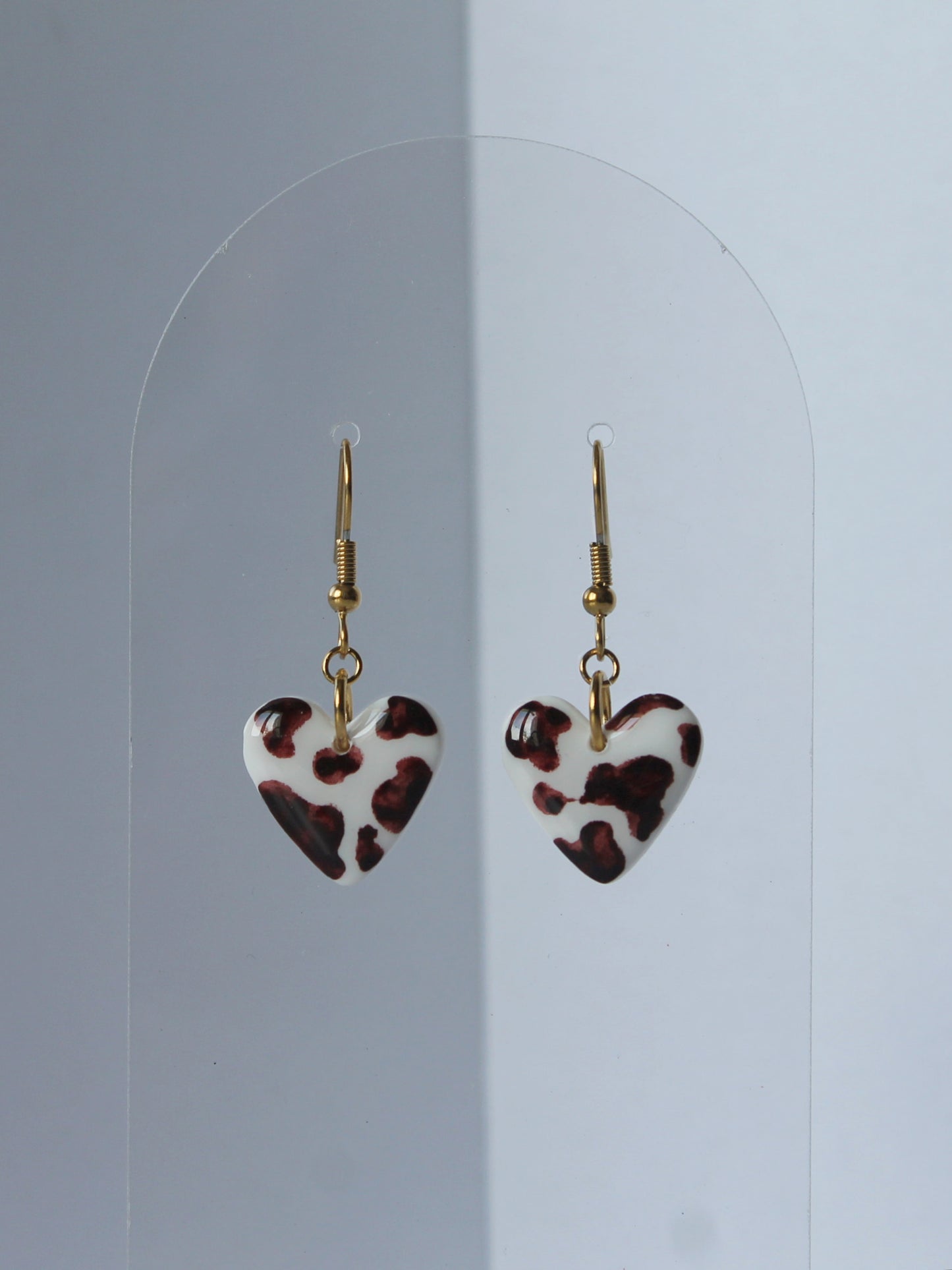 Boucles d'oreilles cœur vache