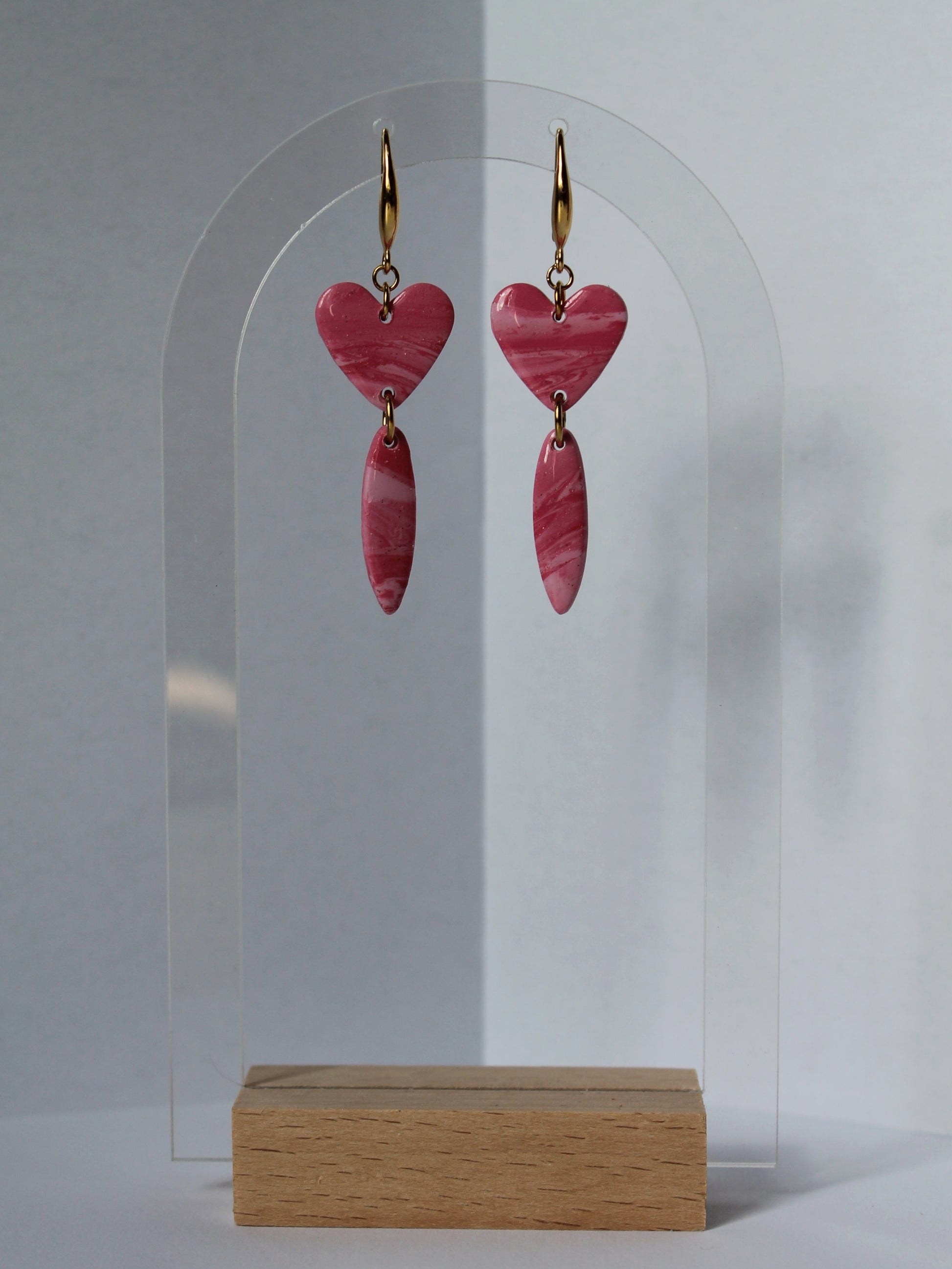 Boucles d'oreilles cœur rose