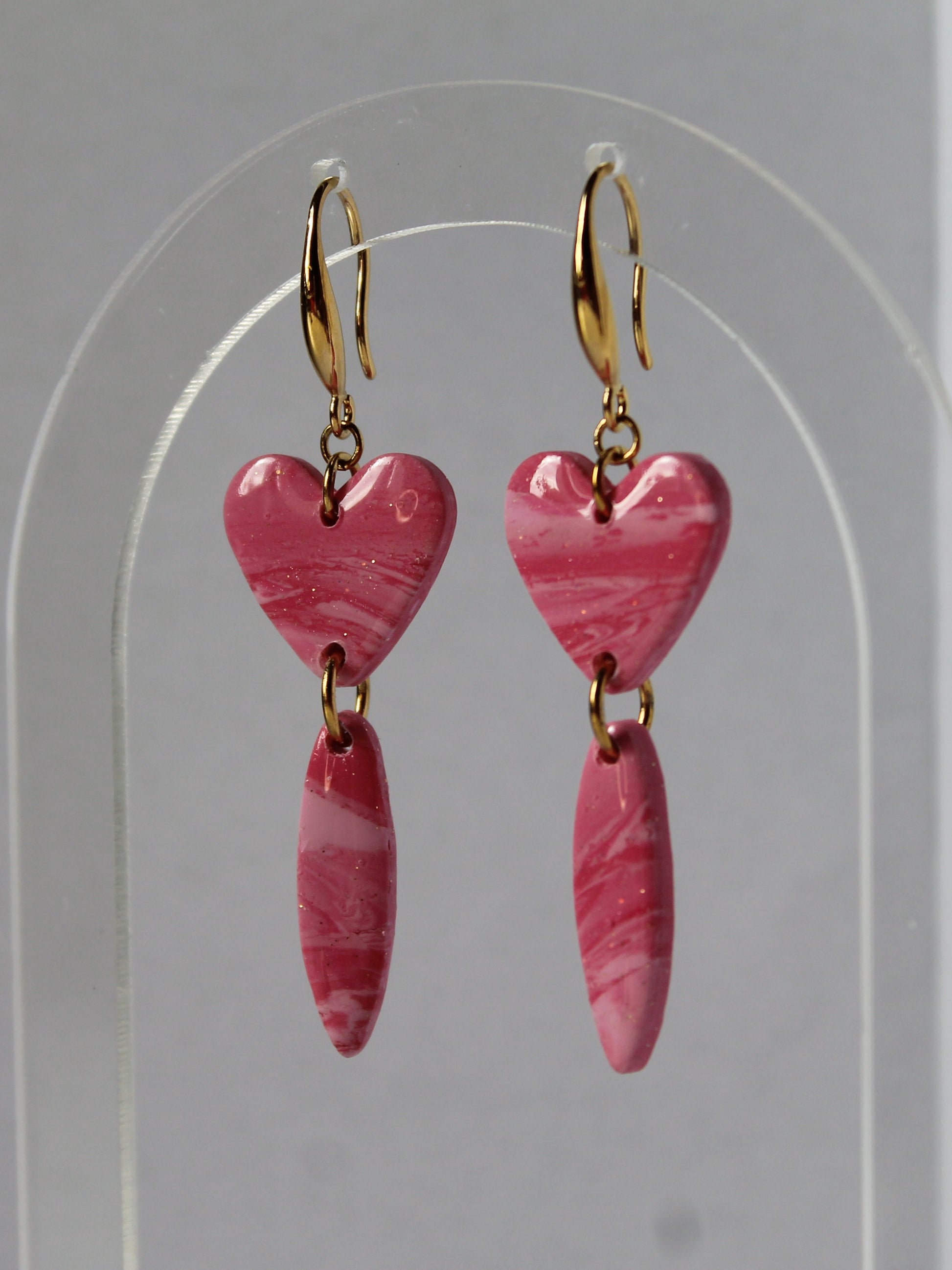 Boucles d'oreilles cœur rose