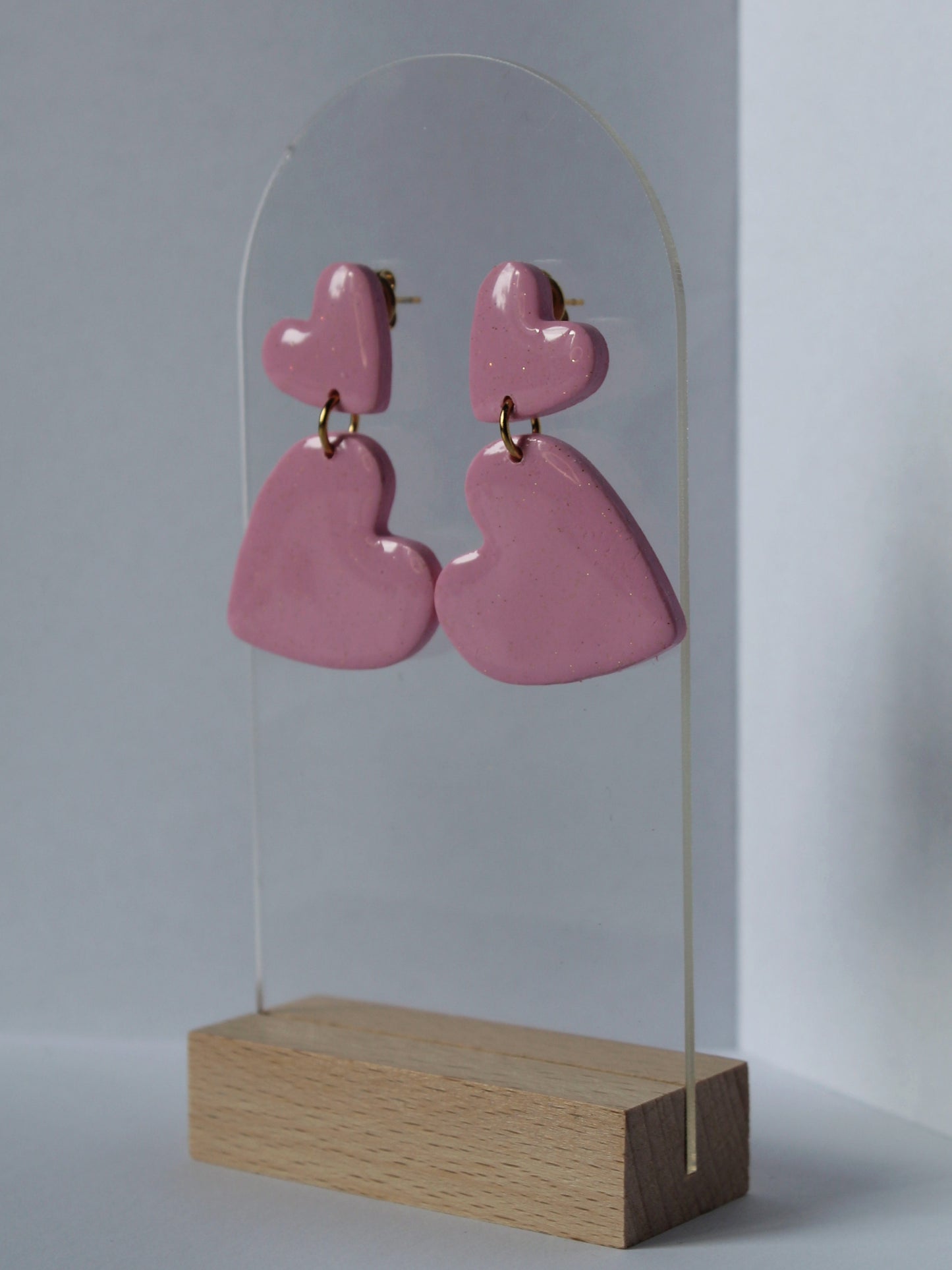Boucles d'oreilles cœur rose plusdelles 