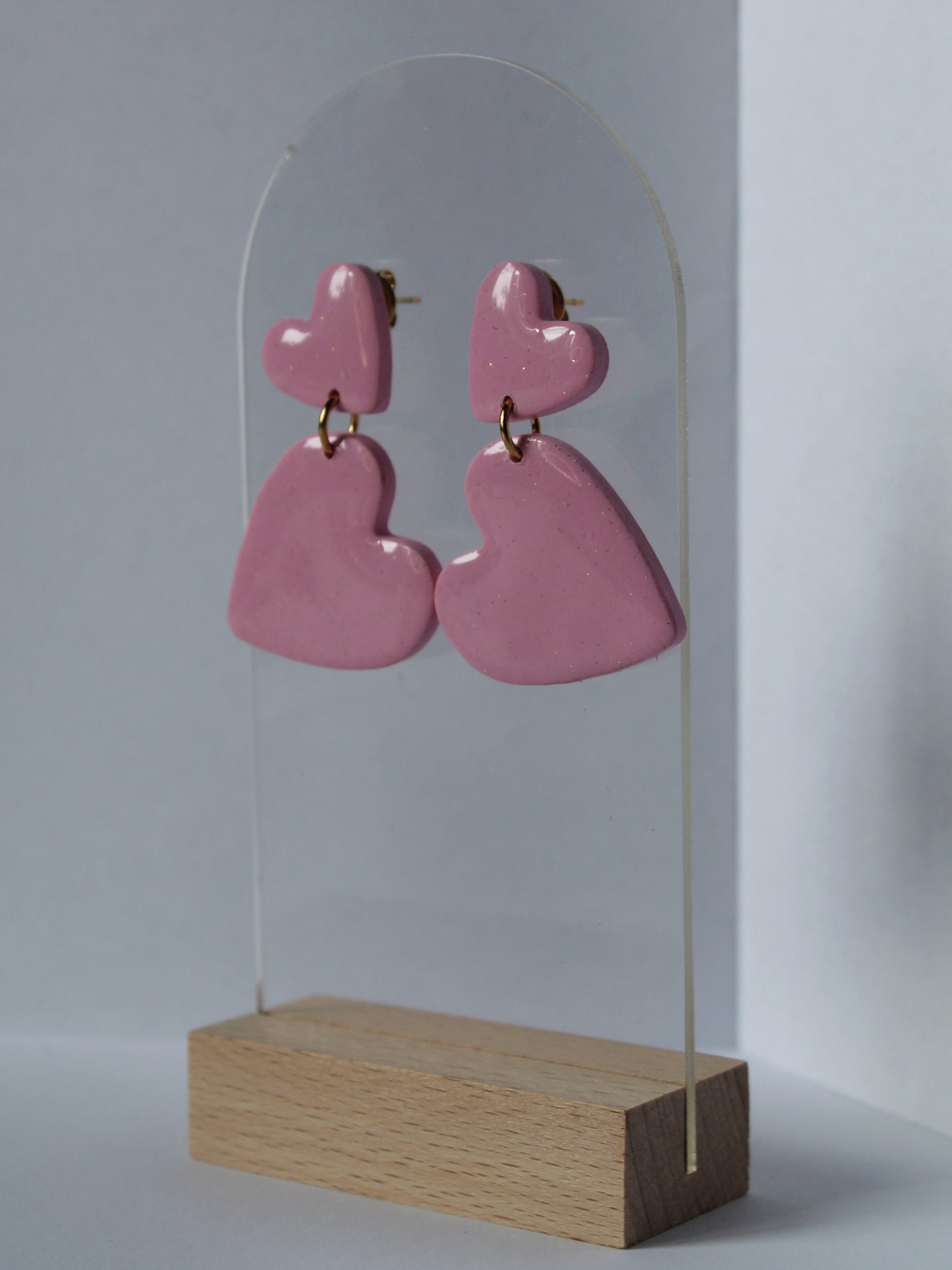 Boucles d'oreilles cœur rose plusdelles 