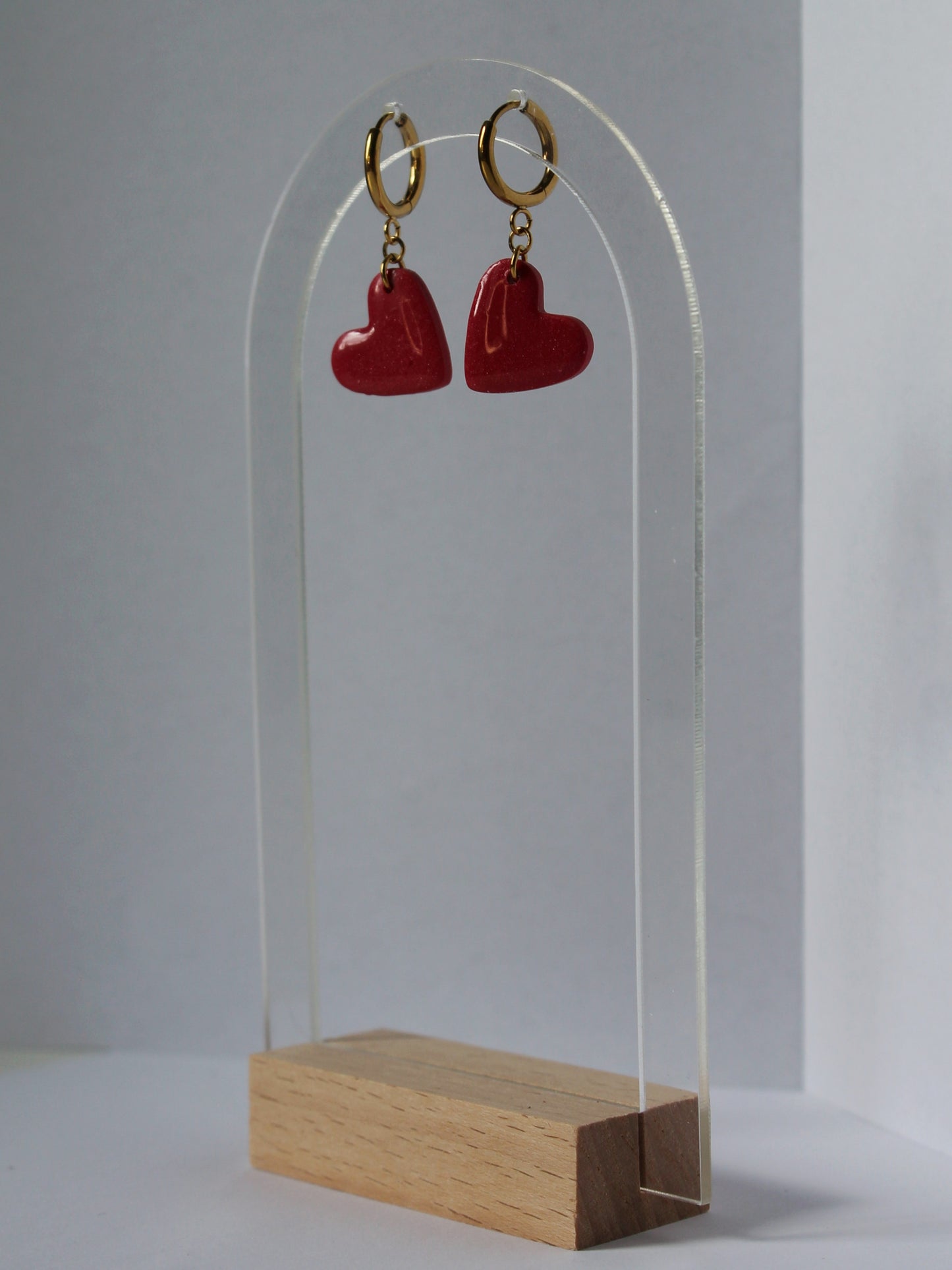 Boucles d'oreilles cœur rouge plusdelles