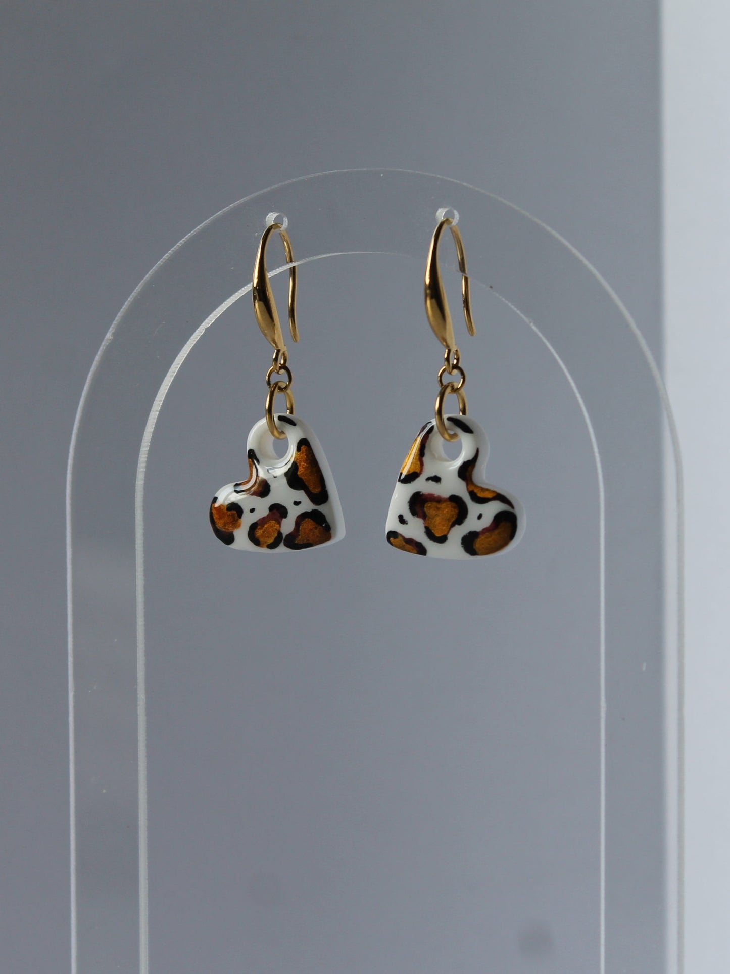 Boucles d'oreilles cœur léopard
