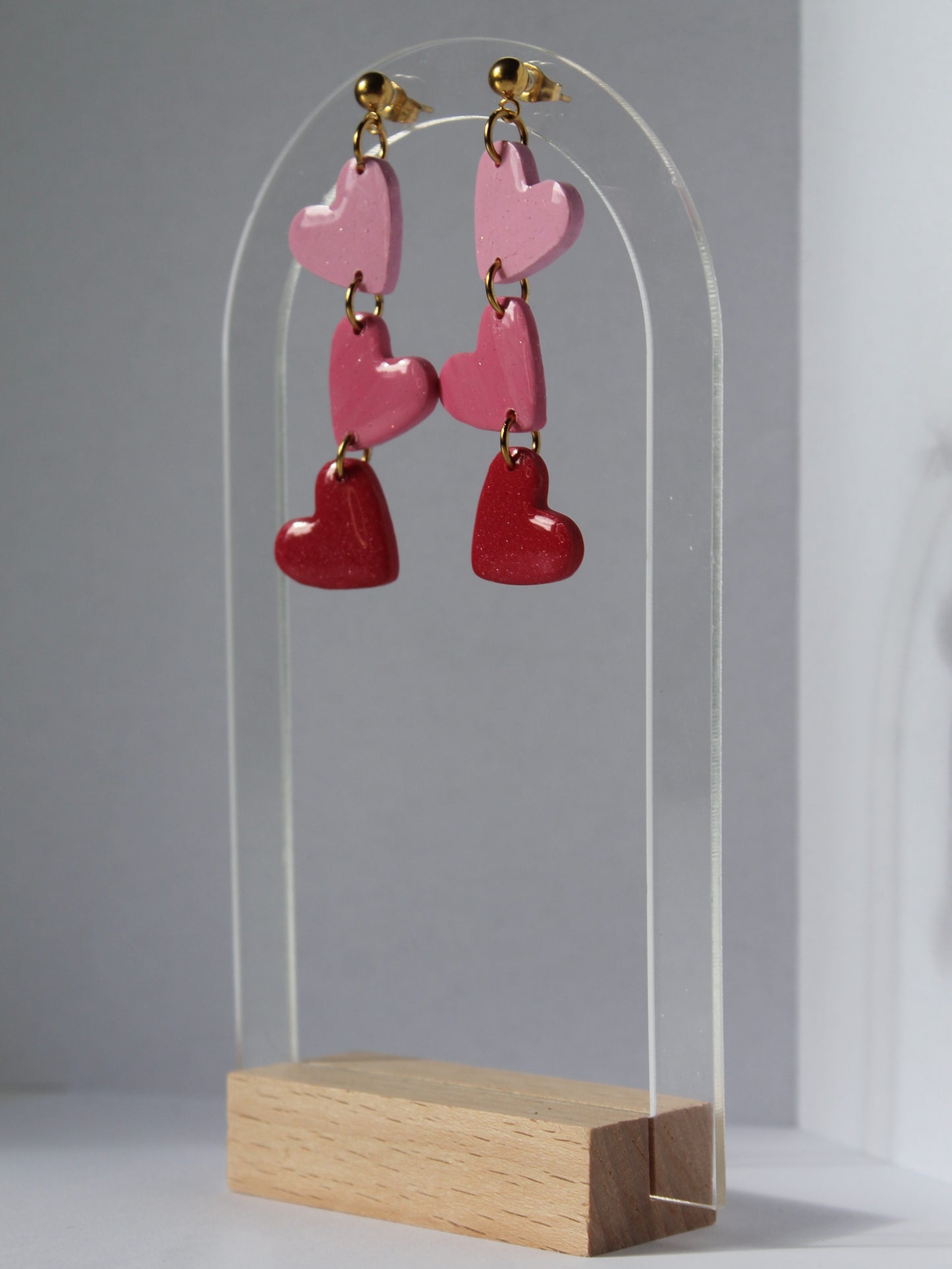 Boucles d'oreilles cascade de coeurs
