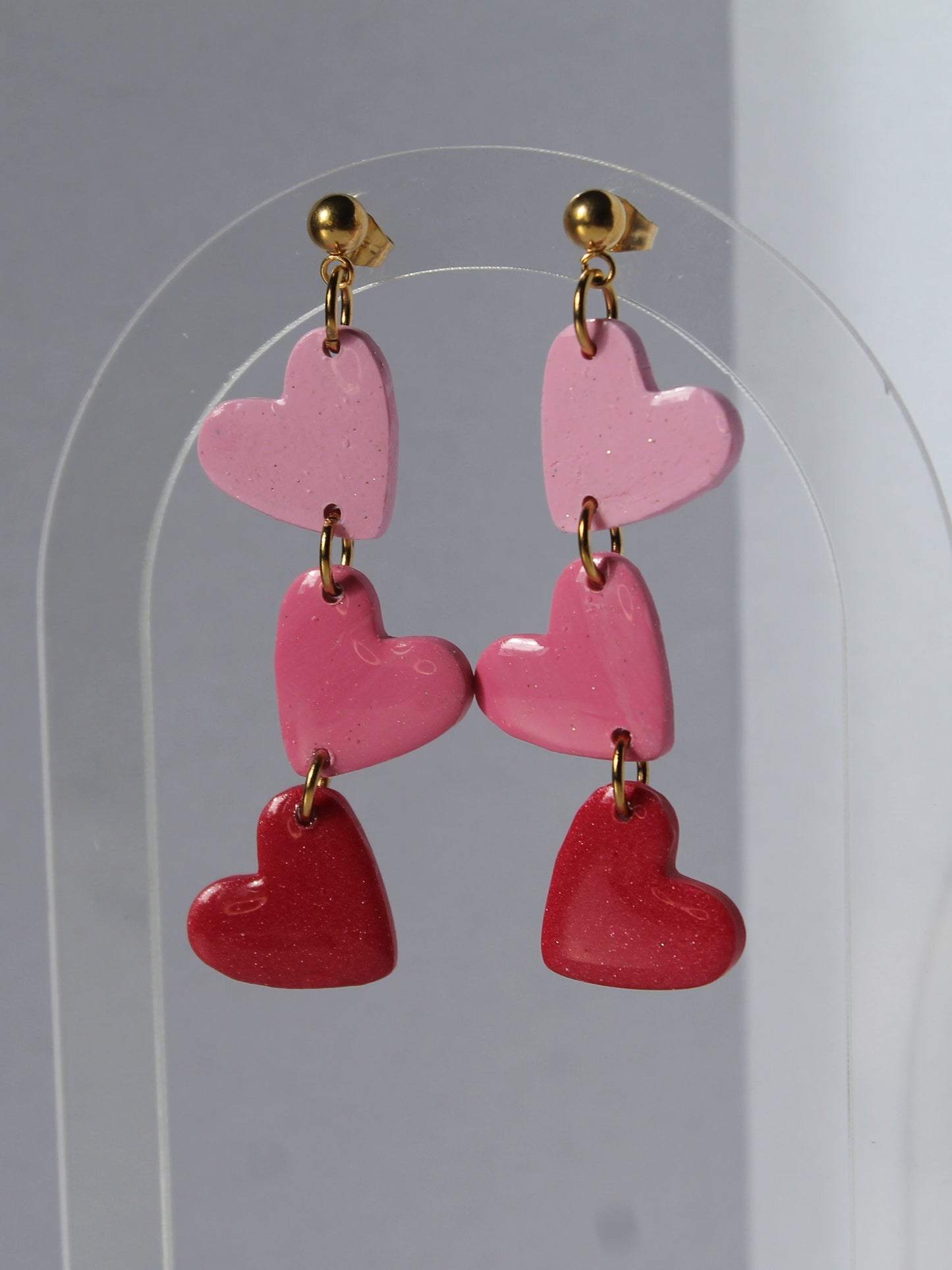 Boucles d'oreilles cascade de coeurs