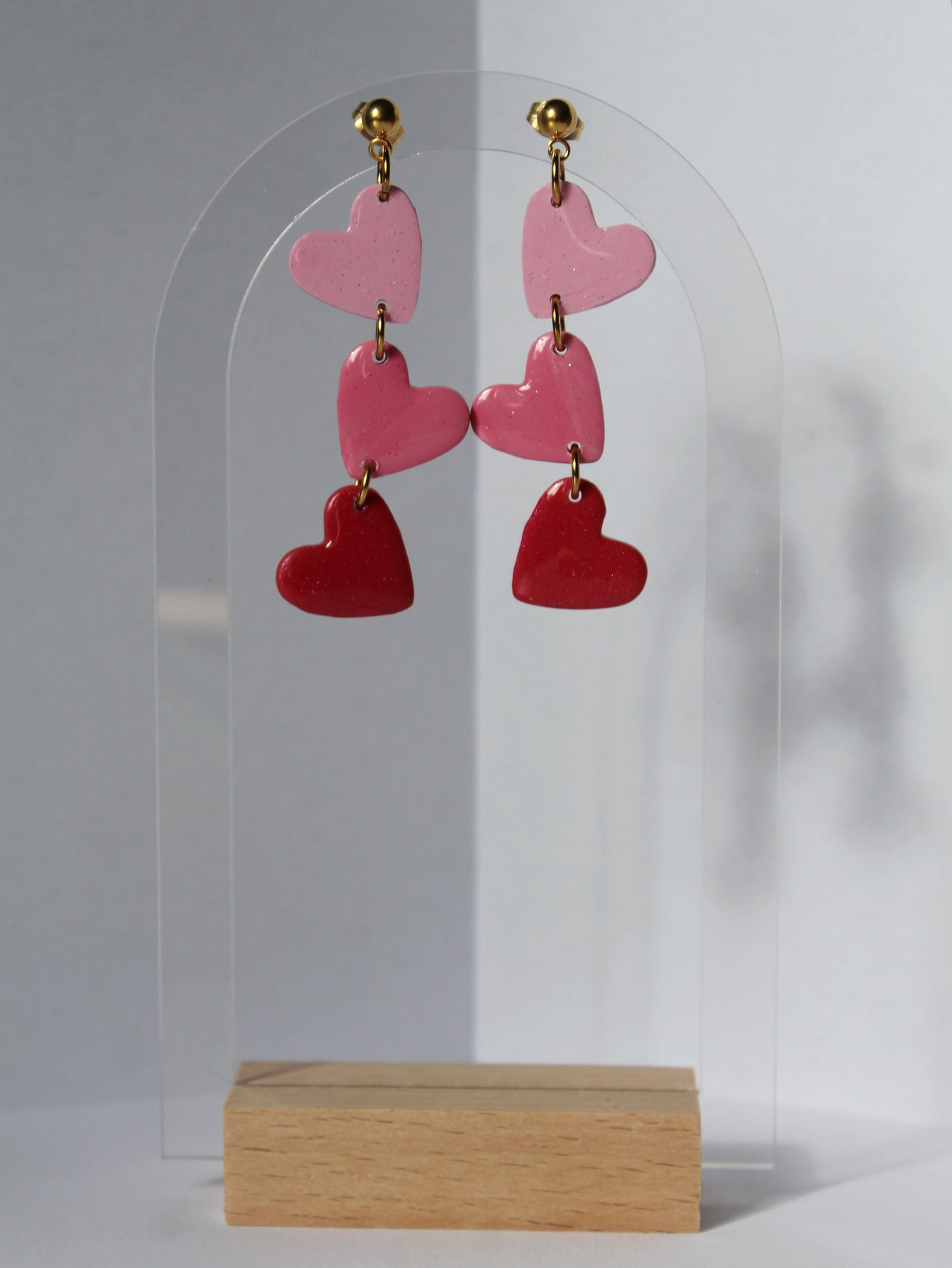 Boucles d'oreilles cascade de coeurs