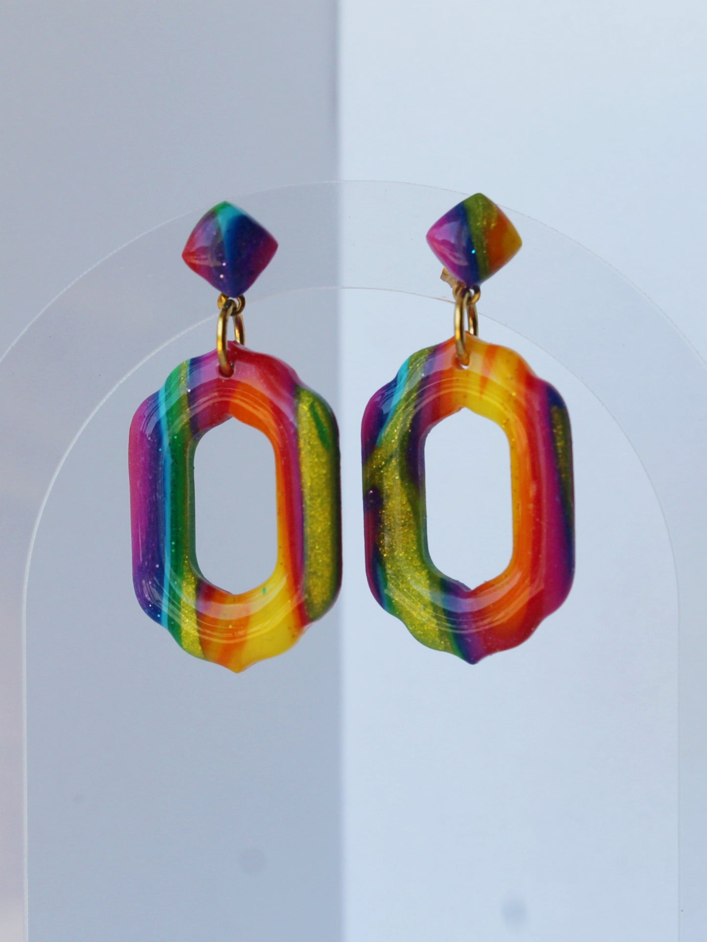 Boucles d'Oreilles Touche d'Arc-en-ciel